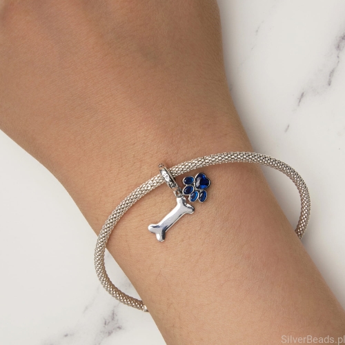 Uniwersalny srebrny charms psia łapka pasujący do Pandora SilverBeads Apart Yes Kuru i innych bransoletek modułowych