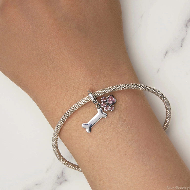 Uniwersalny srebrny charms Psia Łapka pasujący do Pandora SilverBeads Apart Yes Kuru i innych bransoletek modułowych