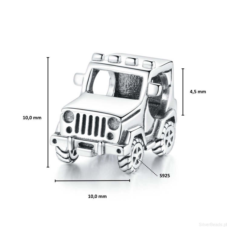 Wielkość koralika charms ze srebra próby 925 beads Samochód terenowy Jeep G682