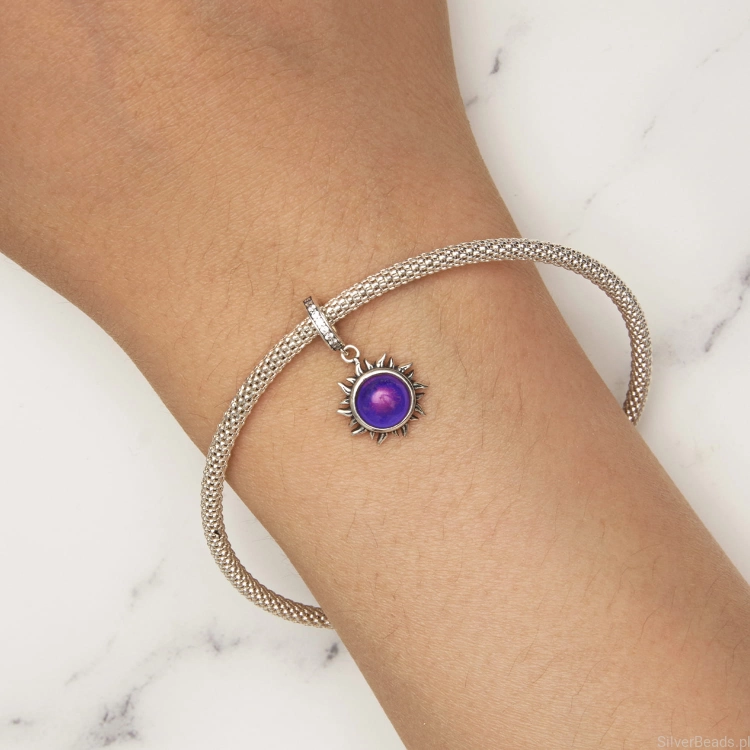 Uniwersalny srebrny charms słońce pasujący do Pandora SilverBeads Apart Yes Kuru i innych bransoletek modułowych