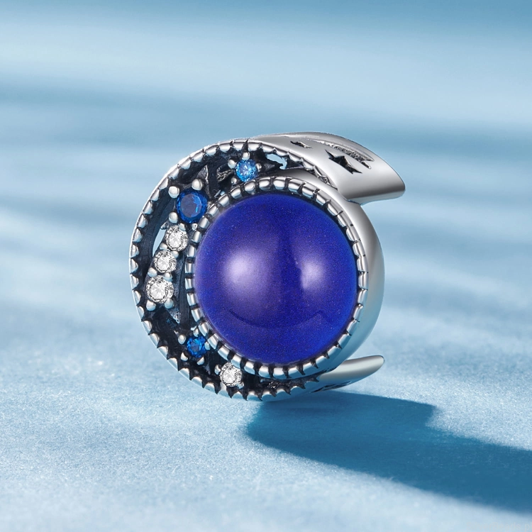 Charms srebro 925 Księżyc z kryształem zmieniającym kolor G688 koralik do bransoletki modułowej charms