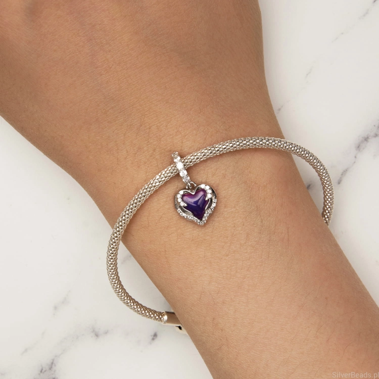 Uniwersalny srebrny charms serce zmieniające kolor pasujący do Pandora SilverBeads Apart Yes Kuru i innych bransoletek modułowych G689