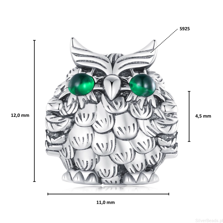 Wielkość koralika charms ze srebra próby 925 beads Sowa ozdobiona kryształkami G700