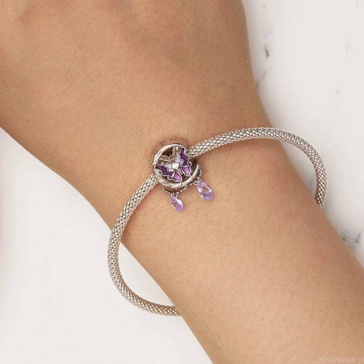 Uniwersalny srebrny charms Motyl pasujący do bransoletek modułowych Pandora, SilverBeads, Apart, Yes, Kuru i innych.
