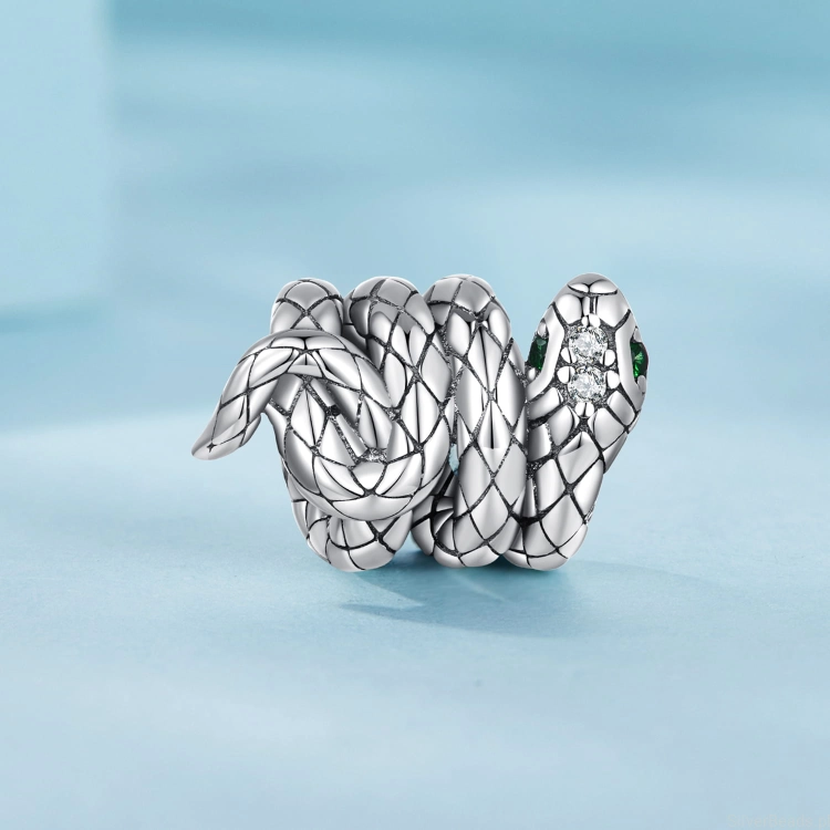 Charms srebro 925 Zwinięty waż ozdobiony kryształkami G706 koralik do bransoletki modułowej charms