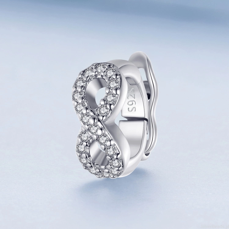 Charms srebro 925 Znak nieskończoności ozdobiony kryształkami koralik do bransoletki modułowej charms