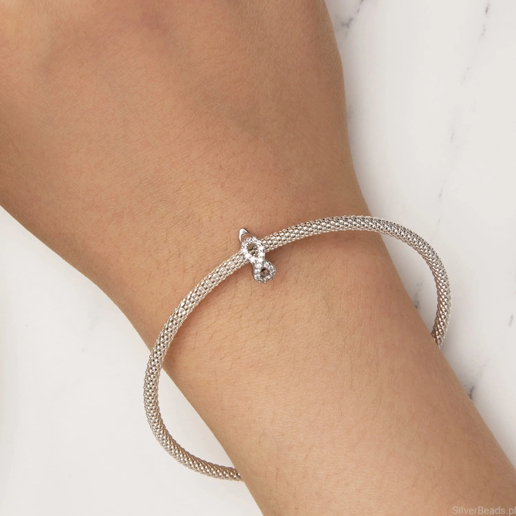 Uniwersalny srebrny charms zapinany pasujący do bransoletek modułowych Pandora, SilverBeads, Apart, Yes, Kuru i innych.