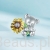 Uniwersalna srebrna zawieszka do bransoletki modułowej lub naszyjnika, Miś z kwiatem słonecznika ozdobiony emalią G746