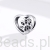 Charms ze srebra próby 925 charms serce z łapką pupila ozdobione czarnymi kryształkami G755