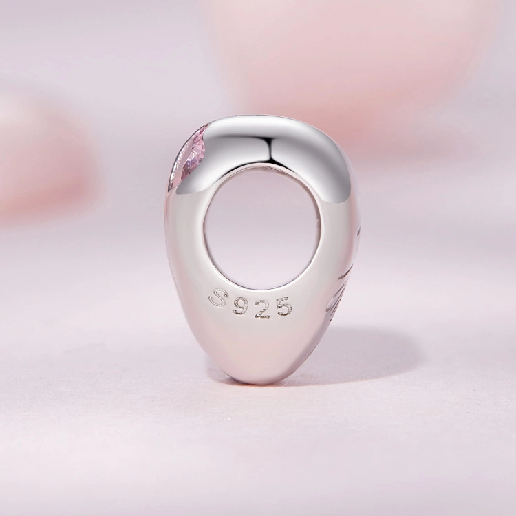 Charms ze srebra próby 925 Serce mama z dzieckiem ozdobione kryształkiem