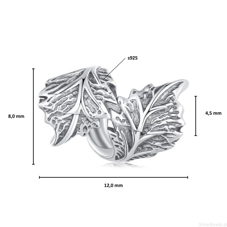 Wielkość koralika charms ze srebra próby 925 beads - Jesienne skręcone liście