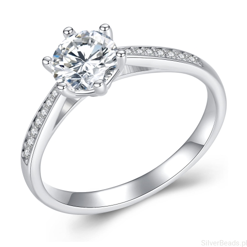 Srebrny pierścionek z Moissanitem 0,8 ct