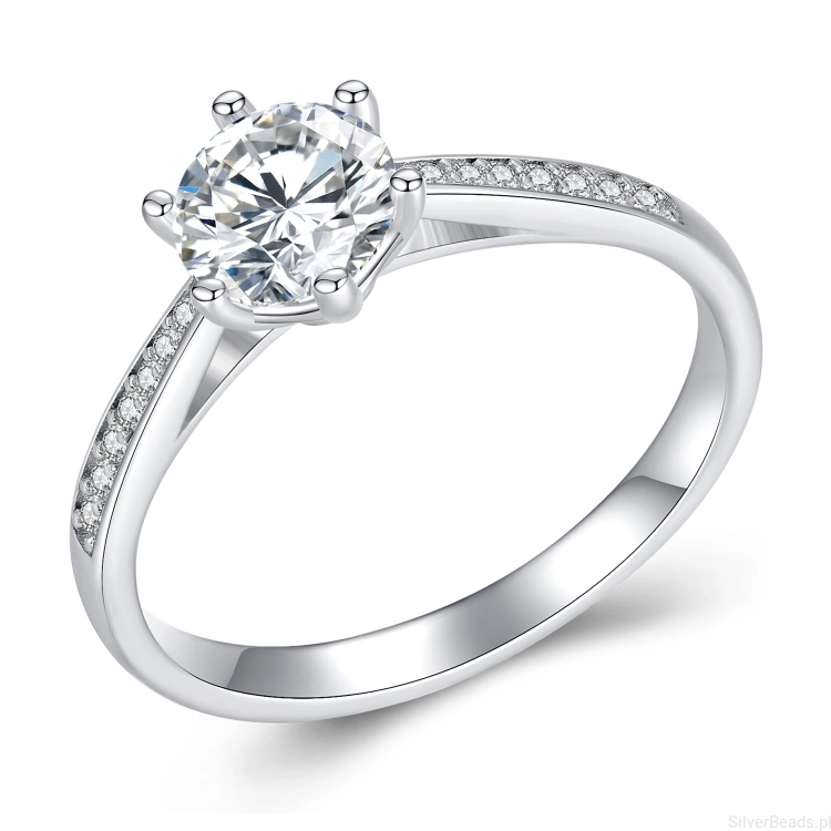 Srebrny pierścionek z Moissanitem 0,8 ct