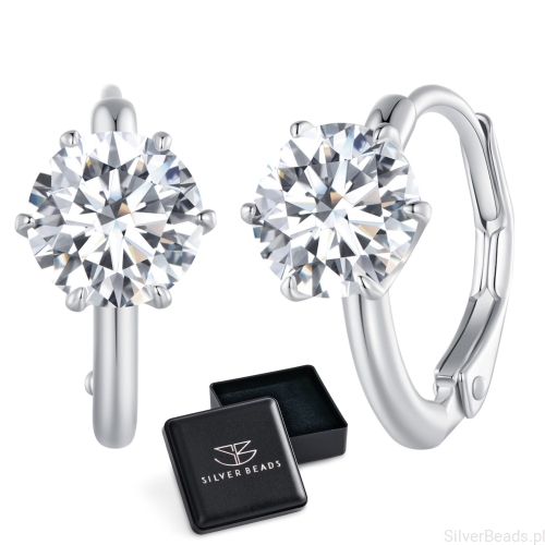 Eleganckie prezentowe pudełeczko gratis do srebrnych kolczyków z Moissanitem 1 ct