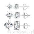 Kolekcja srebrnych kolczyków sztyftów 0,5 ct , 1,0 ct i 2,0 ct