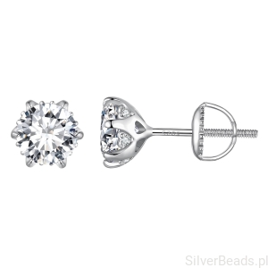Srebrne kolczyki Moissanity 1,0 ct sztyfty srebro 925