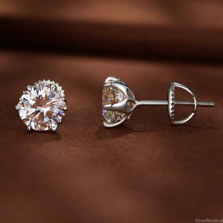 Moissanit bezkrwawy diament kolczyki srebro 925