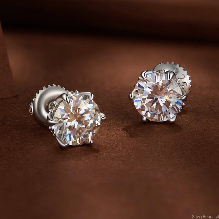 Srebro 925 kolczyki z Moissanitem zamiast Diamentu