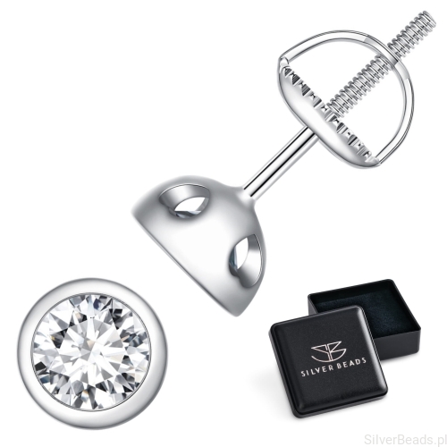Eleganckie prezentowe pudełeczko gratis do srebrnych kolczyków z Moissanitem  05 ct