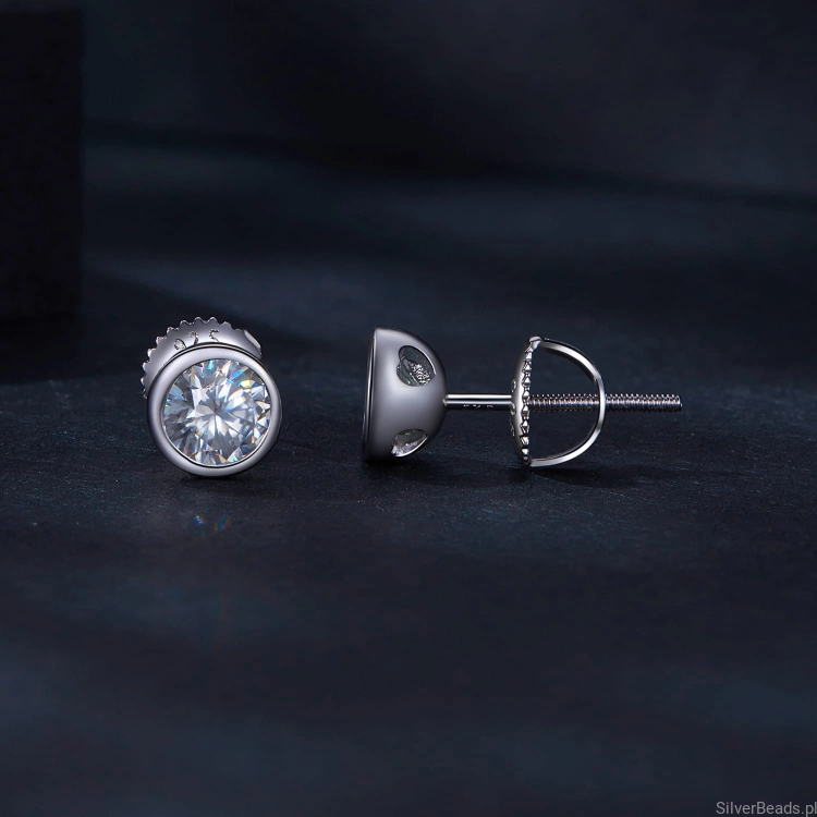 Srebrne kolczyki z Moissanitem