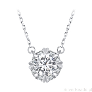 Srebrny naszyjnik Moissanit serca 1,0 ct srebro 925