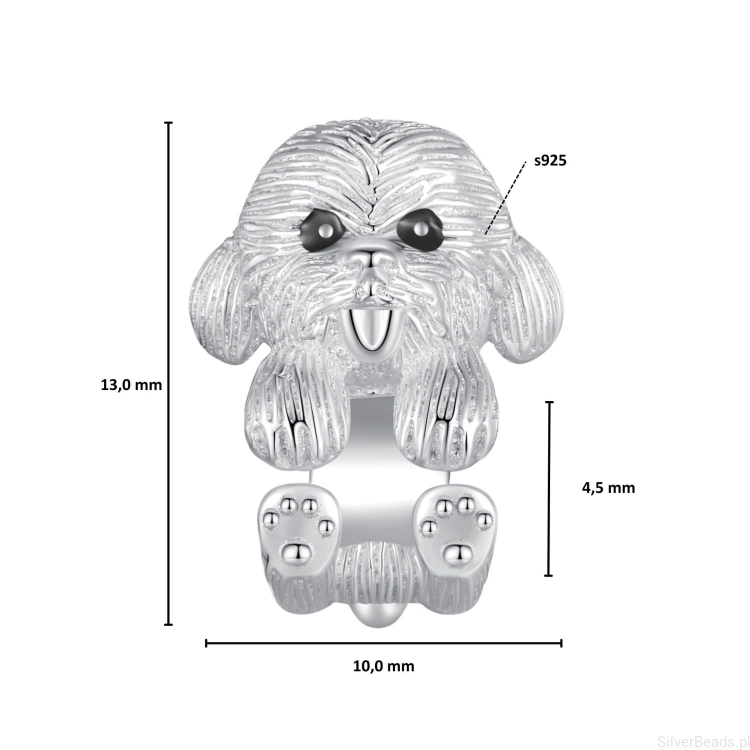 Wielkość koralika charms ze srebra próby 925 beads Mały biały piesek Bichon frise