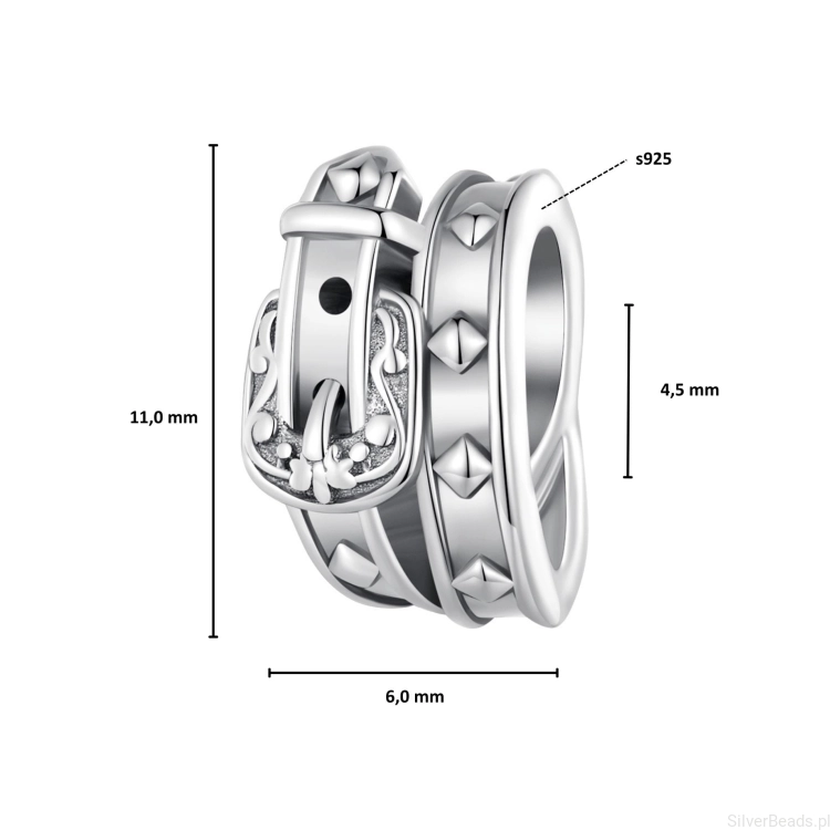 Wielkość koralika charms ze srebra próby 925 beads Kowbojki pas owijający się wokół bransoletki