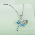 Charms srebro 925 Niebieska ważka ozdobiona kryształami koralik do bransoletki modułowej charms