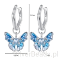 Wymiary wielkość srebrnych kolczyków. Srebrne kolczyki Błękitne motyle ozdobione kryształami