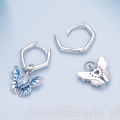 Kolczyki srebro 925 Błękitne motyle ozdobione kryształami