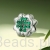 Charms srebro 925 Czterolistna koniczynka ozdobiona zielonymi kryształami koralik do bransoletki modułowej charms