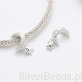 Srebrne charmsy koraliki księżyce z gwiazdkami do bransoletek modułowych charms