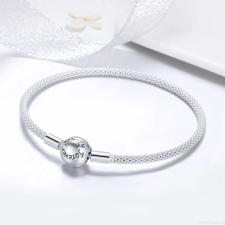 Elegancka srebrna bransoletka modułowa do koralików i zawieszek charms