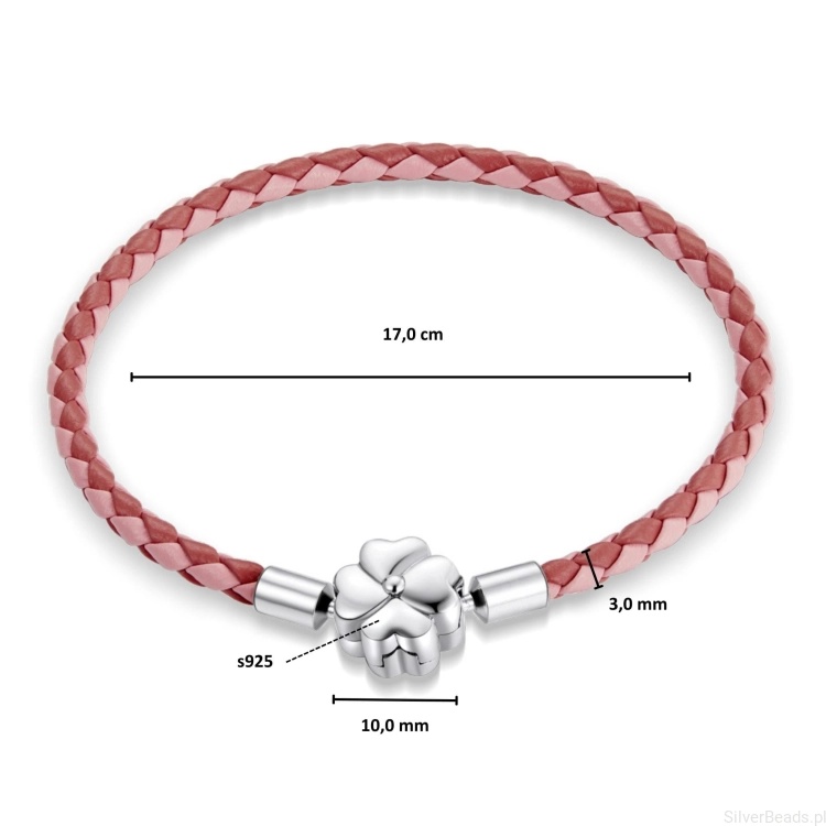 Rozmiar srebrnej bransoletki modułowej 17 cm