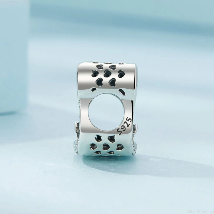 Charms srebro 925 Serce z domkiem pod drzewem ozdobione kryształkami koralik do bransoletki modułowej charms