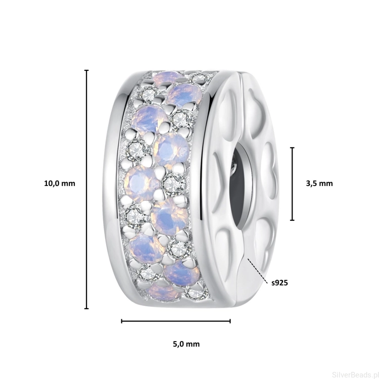 Wielkość koralika charms ze srebra próby 925 beads Spinka ozdobiona kryształami