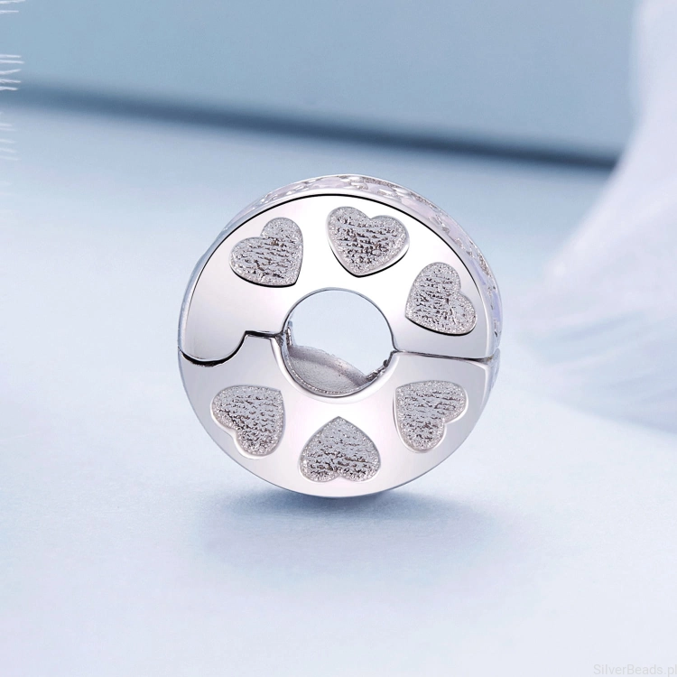 Charms srebro 925 Spinka ozdobiona kryształami koralik do bransoletki modułowej charms