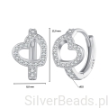 Wymiary wielkość srebrnych kolczyków. Srebrne kolczyki Koła z serduszkami ozdobione kryształowymi