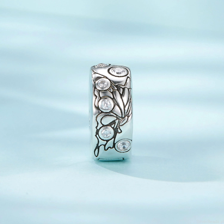 Charms srebro 925 Spinka z motylem ozdobiona kryształami koralik do bransoletki modułowej charms