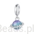 Srebrna zawieszka charms Emaliowana kolorowa planeta z orbitą z kryształków
