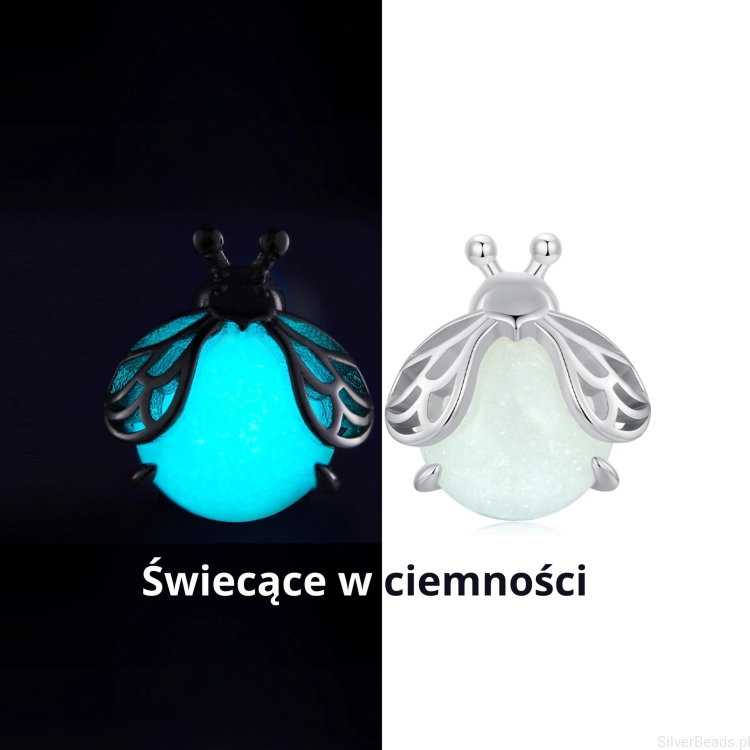 Srebrne kolczyki sztyfty świecące w ciemności