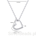 Wielkość rozmiar zawieszki w srebrnym naszyjniku Serduszko ozdobione kryształkami
