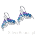 Srebrne kolczyki Kolorowe syrenie ogony ozdobione kryształkami