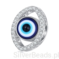 Srebrny koralik charms Oko proroka ozdobione kryształami
