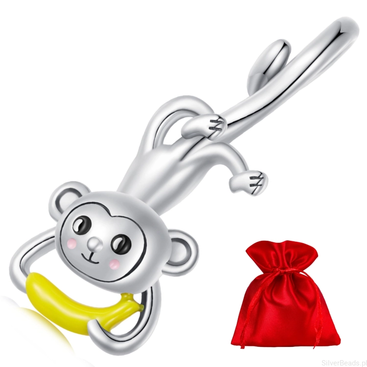 Opakowanie prezentowe gratis do każdego zamówienia koralików charms Wesoła zwisająca małpka z bananem