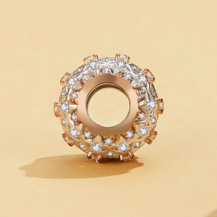 Charms ze srebra próby 925 Srebrna pozłacana kula ozdobiona kryształkami