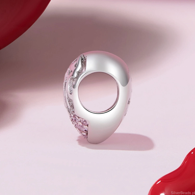 Charms srebro 925 Serce z różowymi kryształami dla ukochanej koralik do bransoletki modułowej charms