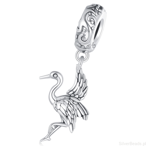 Srebrna zawieszka charms Żuraw