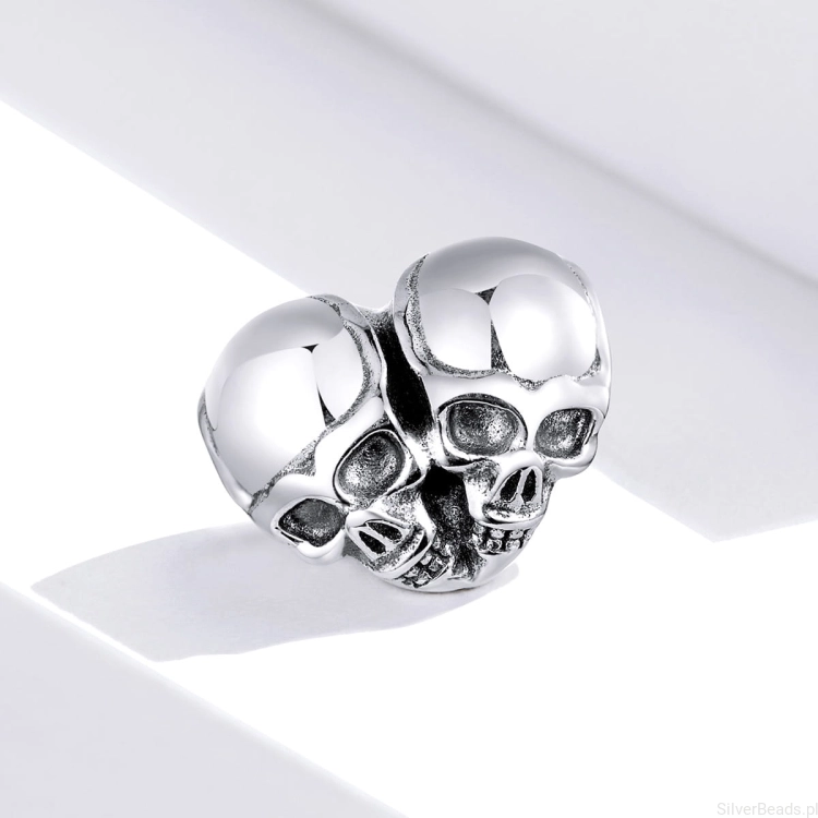charms koralik ze srebra 925 czaszki