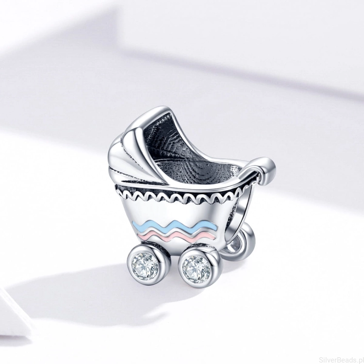 charms wózek dziecko ze srebro 925